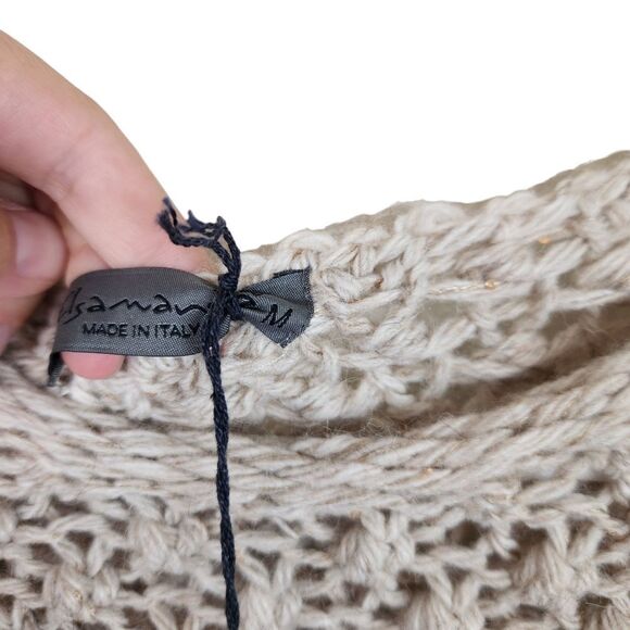 NWT Elsamanda Chunky Knit Alpaca Wool Sweater Boho Semi See Through Tan M - Picture 6 of 9